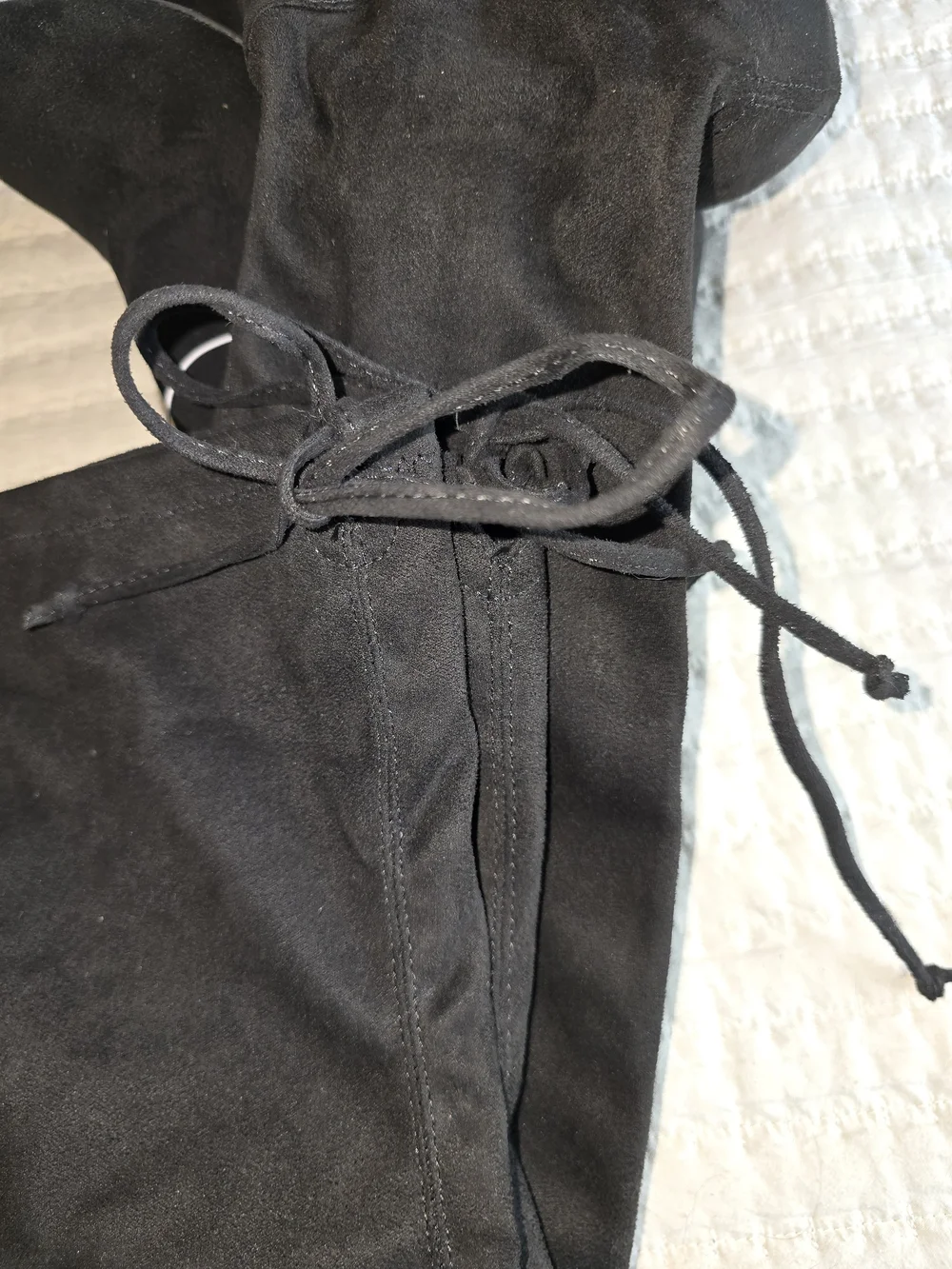 a new day Black Over-the-Knee Block Heel Boots with Back Tie